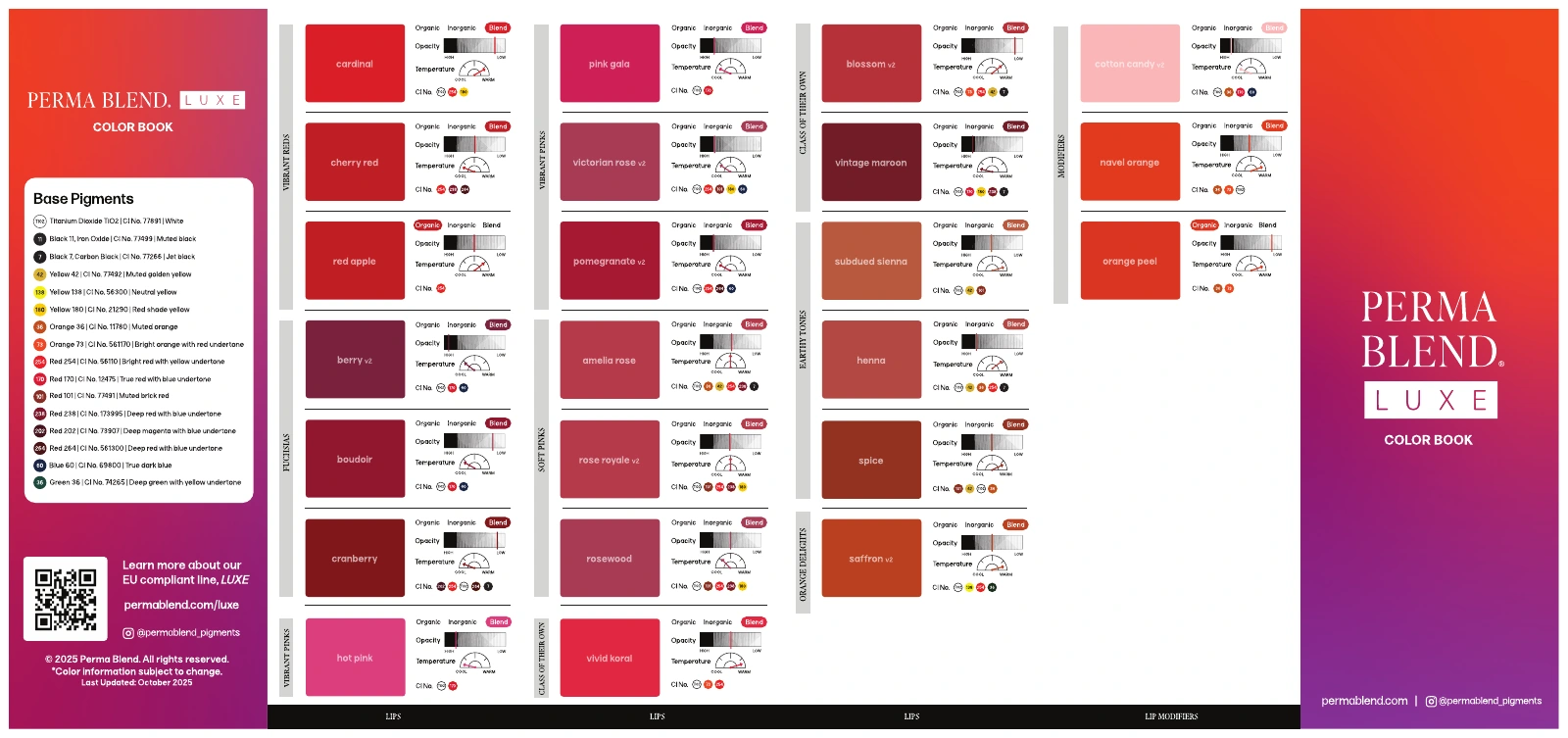 Perma Blend Luxe kleurenkaart: PMU-pigmenten